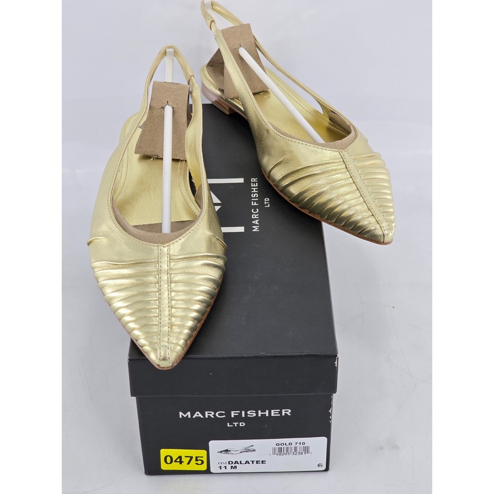 Marc Fisher Dalatee Slingback Flats Womens 11 Gold Pointed Toe - NEW